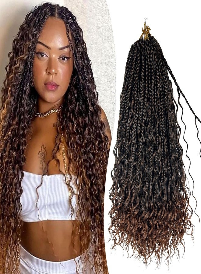 Opini Goddess Box Braid Crochet Hair for Black Women 8 Packs Boho Box Braids Pre Looped Bohemian Braid Hair Extension with Natural Looking Curls Ends (1B/30# 18Inch) - Image 1